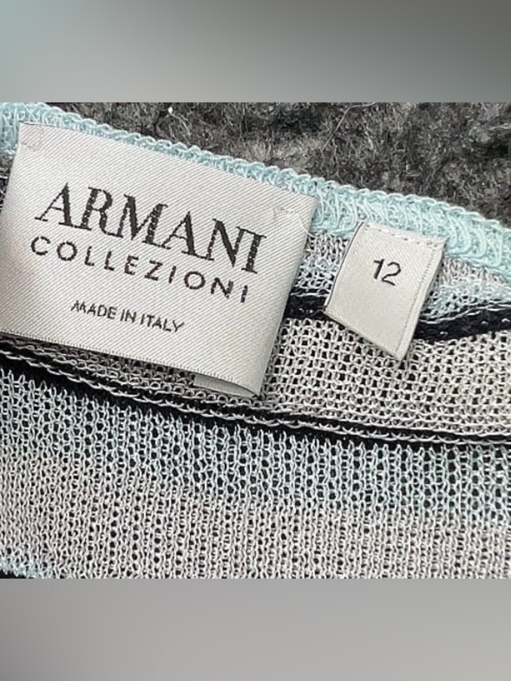 Armani Collezioni Striped V-Neck Tank Top - Black, White & Light Blue Trim - Picture 2 of 2